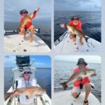 Captain and angler posing with bull redfish caught on charter at Econfina River